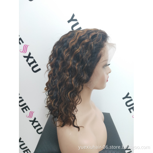 wholesale 100% Human Cuticle Aligned raw Virgin remy Hair Pre-Plucked  Brazilian Lace closure Front highlight Bob Wigs vendor